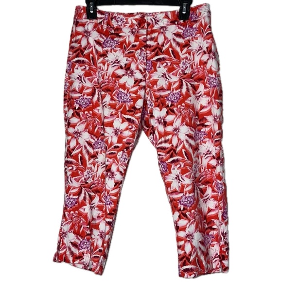 Palm Island Pants - Palm Island Tropical Floral Capri Pants Medium 8 Pink